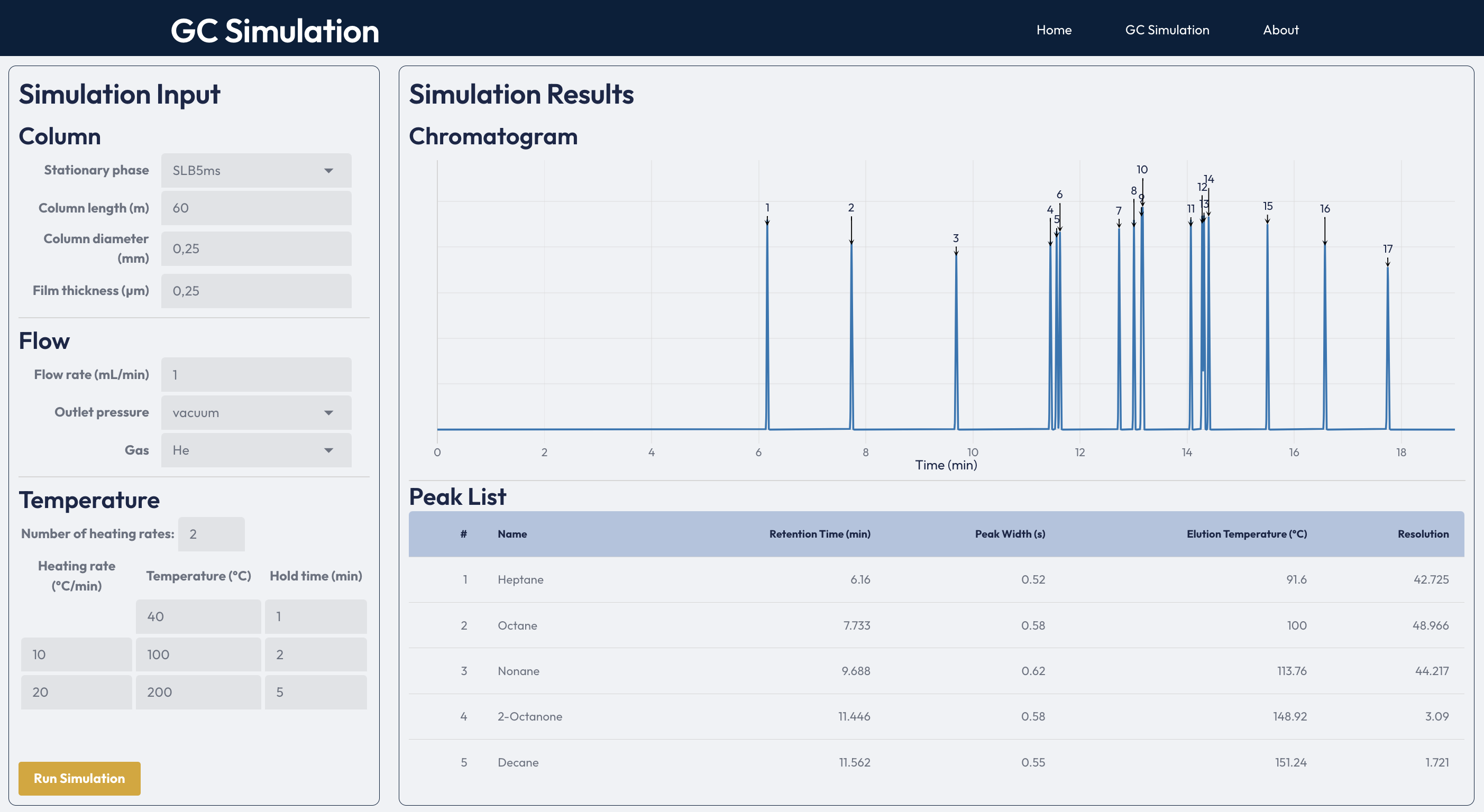 Screenshot of the GC Simulation